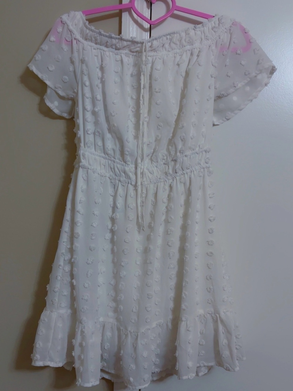 Charlotte Russe White Swiss Dot Off-Shoulder Dress for Girls